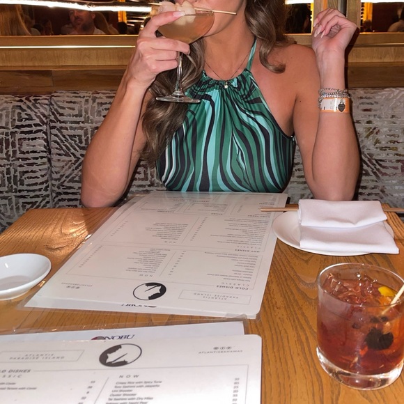 HTER NECK GREEN ZEBRA DRESS - Picture 3 of 3